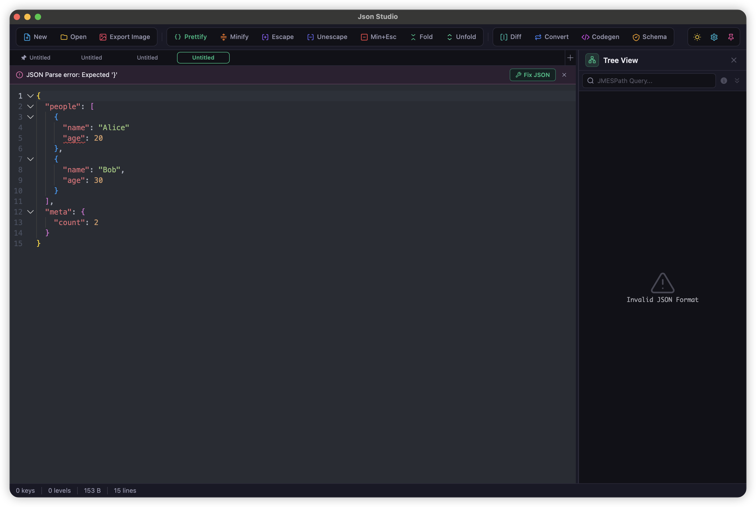 JSON Formatter in JsonStudio